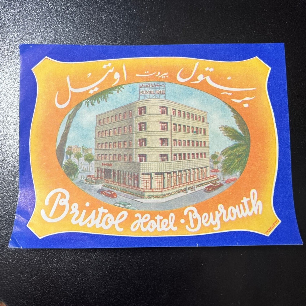 Lebanon Hotel Bristol Luggage Label Beyrouth Beirut‎ Vintage